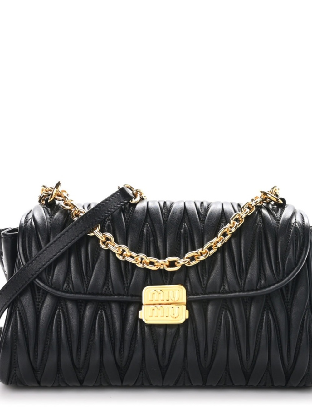 MIU MIU Nappa Matelasse Shoulder Bag Black